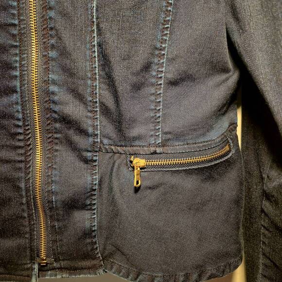 Soho New York Company Jacket Womens XL Dark Denim Moto Peplum Zippered Baddie Y2 - Picture 6 of 11